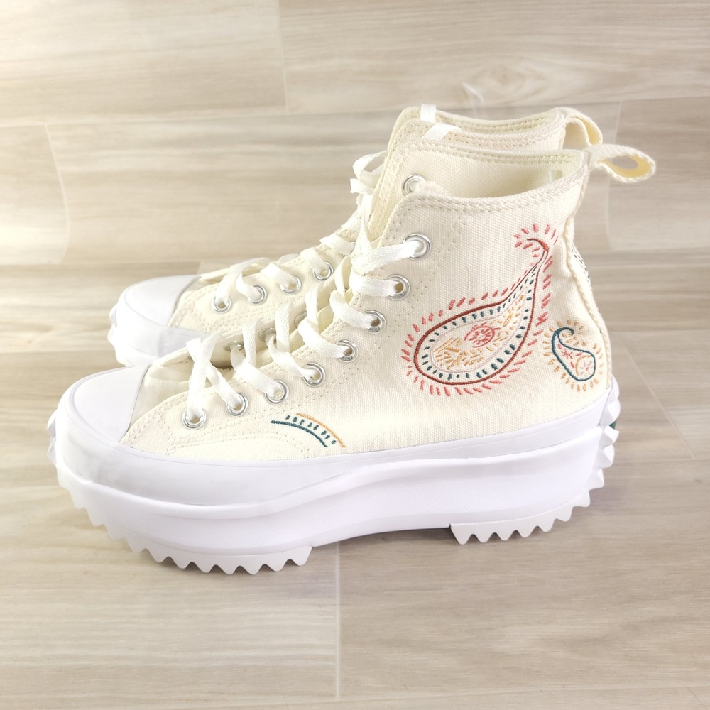 Converse Run Star Hike Platform Crafted 8 Paisley Embroidered Unique Exclusive